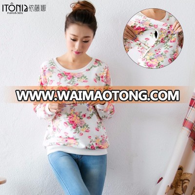 Best quality floral lightweight breastfeeding top maternity clothes nursing sweater shirt