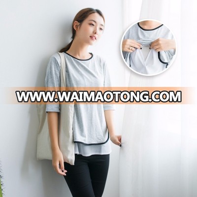 New models good price newest fashion two pieces nursing shirts breastfeeding