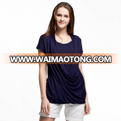 China OEM/ODM maternity clothes short sleeve cotton breastfeeding nursing tops for mamas