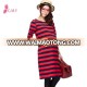 Red and black striped knitted maternity dresses, long sleeve cotton T-shirt dress for pregnant